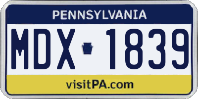 PA license plate MDX1839