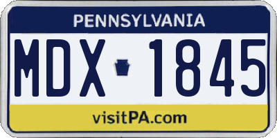PA license plate MDX1845