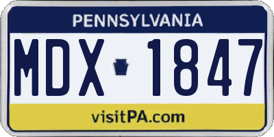 PA license plate MDX1847