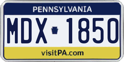 PA license plate MDX1850