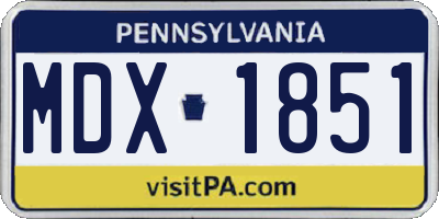 PA license plate MDX1851