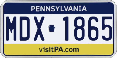 PA license plate MDX1865