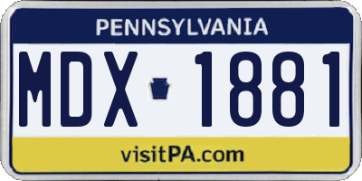 PA license plate MDX1881