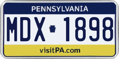 PA license plate MDX1898