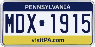 PA license plate MDX1915