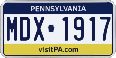 PA license plate MDX1917