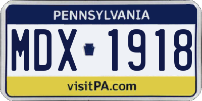 PA license plate MDX1918