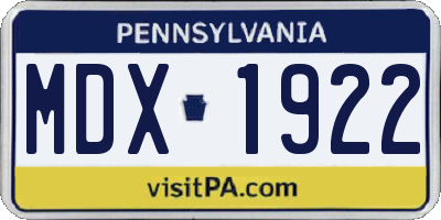 PA license plate MDX1922