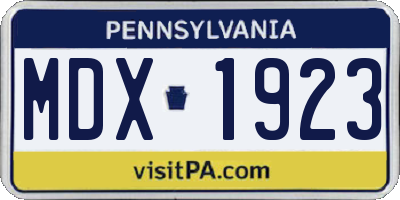 PA license plate MDX1923