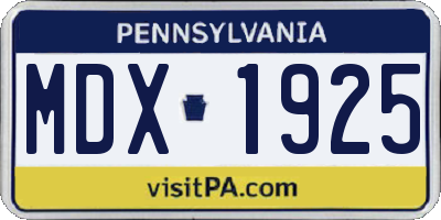 PA license plate MDX1925
