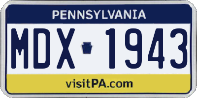 PA license plate MDX1943