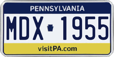 PA license plate MDX1955