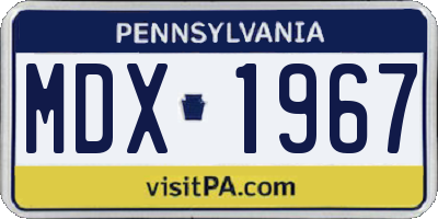 PA license plate MDX1967