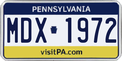 PA license plate MDX1972
