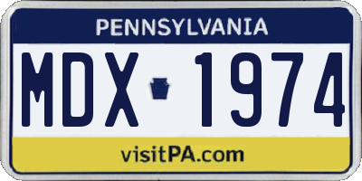 PA license plate MDX1974