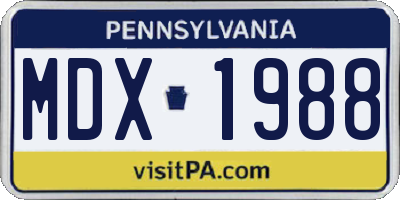 PA license plate MDX1988