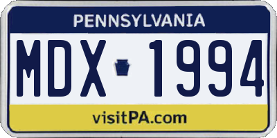 PA license plate MDX1994