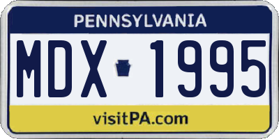 PA license plate MDX1995