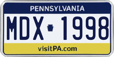 PA license plate MDX1998