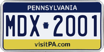 PA license plate MDX2001