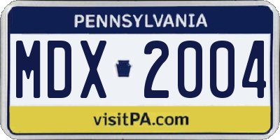PA license plate MDX2004