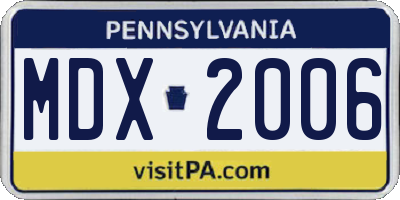 PA license plate MDX2006
