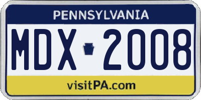 PA license plate MDX2008