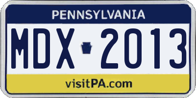 PA license plate MDX2013