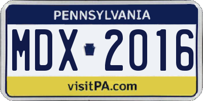 PA license plate MDX2016