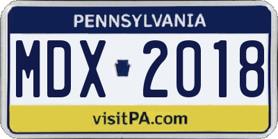 PA license plate MDX2018