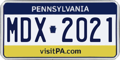 PA license plate MDX2021