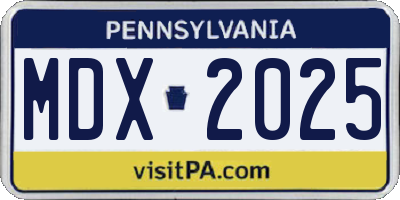 PA license plate MDX2025