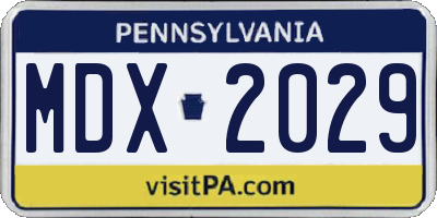 PA license plate MDX2029