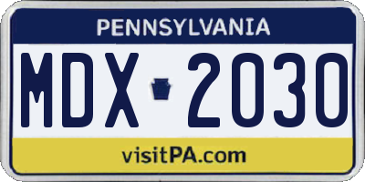 PA license plate MDX2030