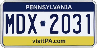 PA license plate MDX2031