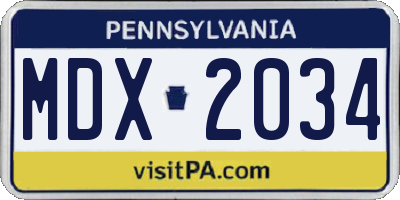 PA license plate MDX2034