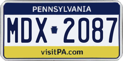 PA license plate MDX2087