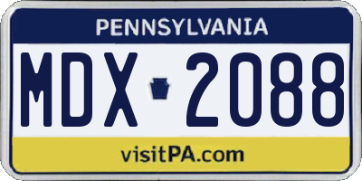 PA license plate MDX2088
