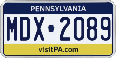 PA license plate MDX2089
