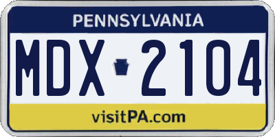PA license plate MDX2104