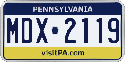 PA license plate MDX2119