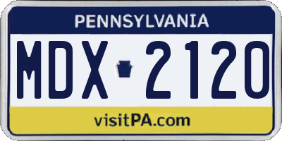 PA license plate MDX2120