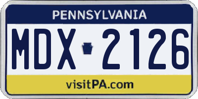PA license plate MDX2126