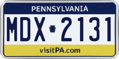PA license plate MDX2131