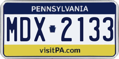 PA license plate MDX2133