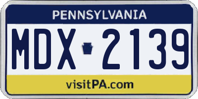PA license plate MDX2139