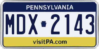 PA license plate MDX2143