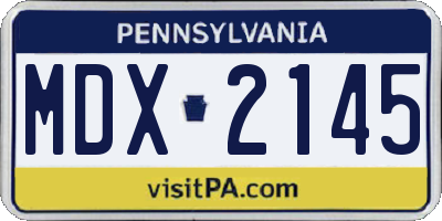 PA license plate MDX2145
