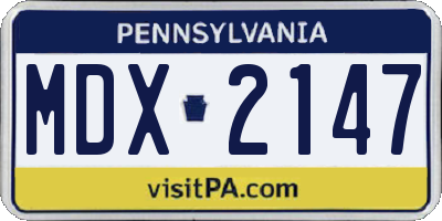 PA license plate MDX2147