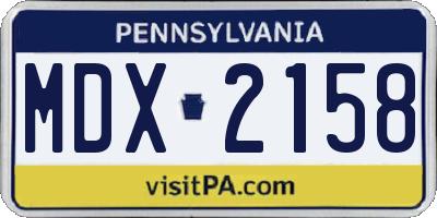 PA license plate MDX2158